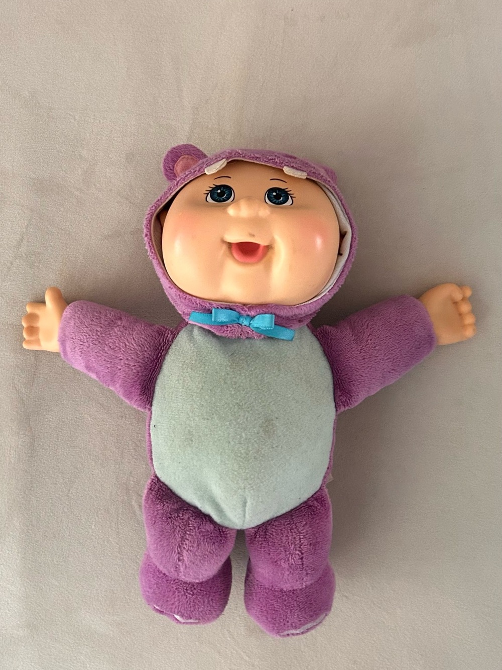 Cabbage patch kids Purple hippo Plush with Blue Bow - Toy